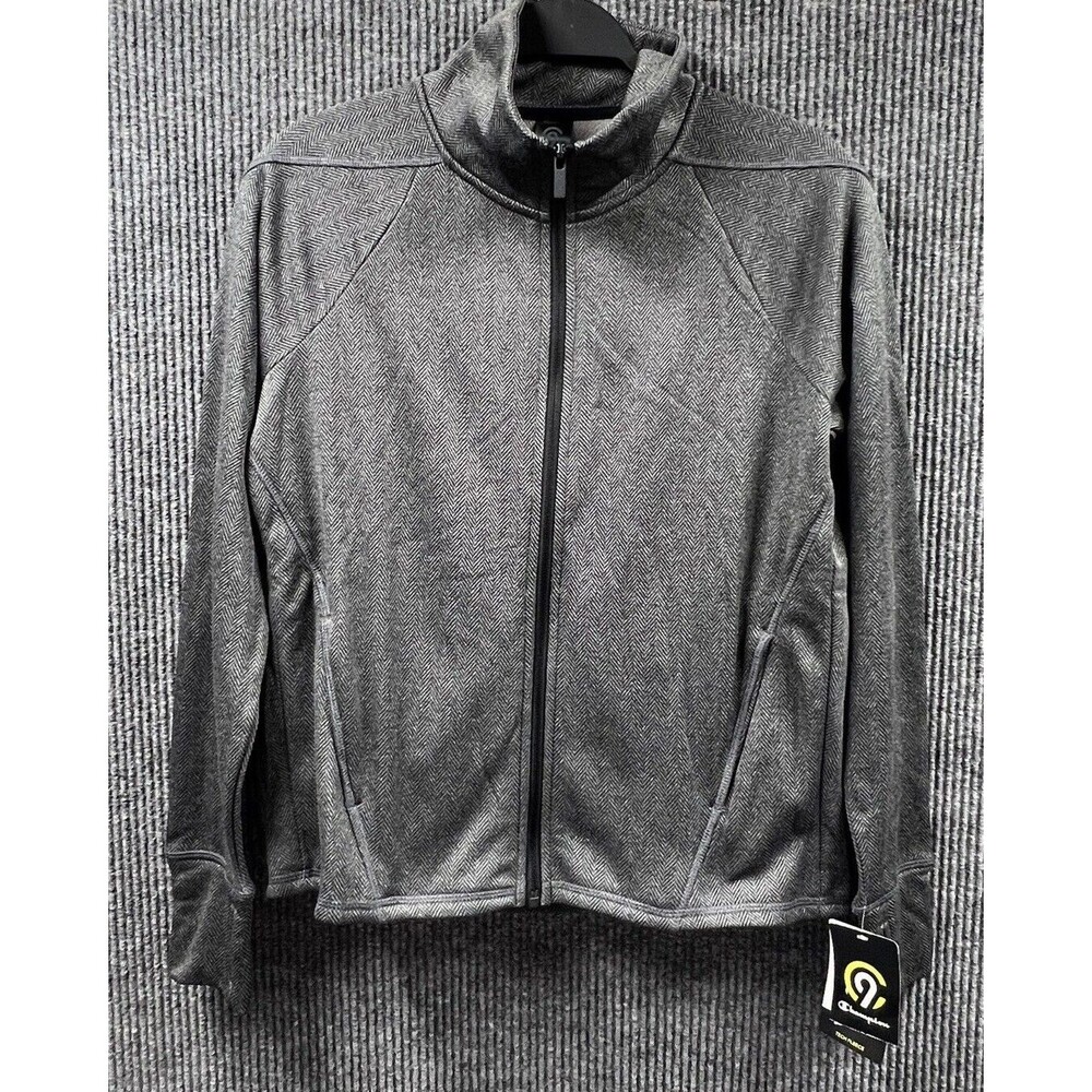 Champion C9 Front Zip Jacket Womens XS Grey Herringbone Tech Fleece Thumbholes